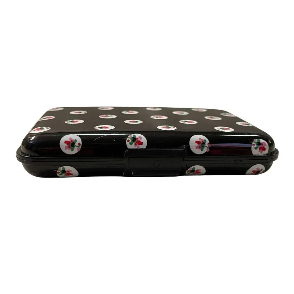 Isaac Mizrahi New York RFID Card Holder Used Black Floral - Picture 11 of 14